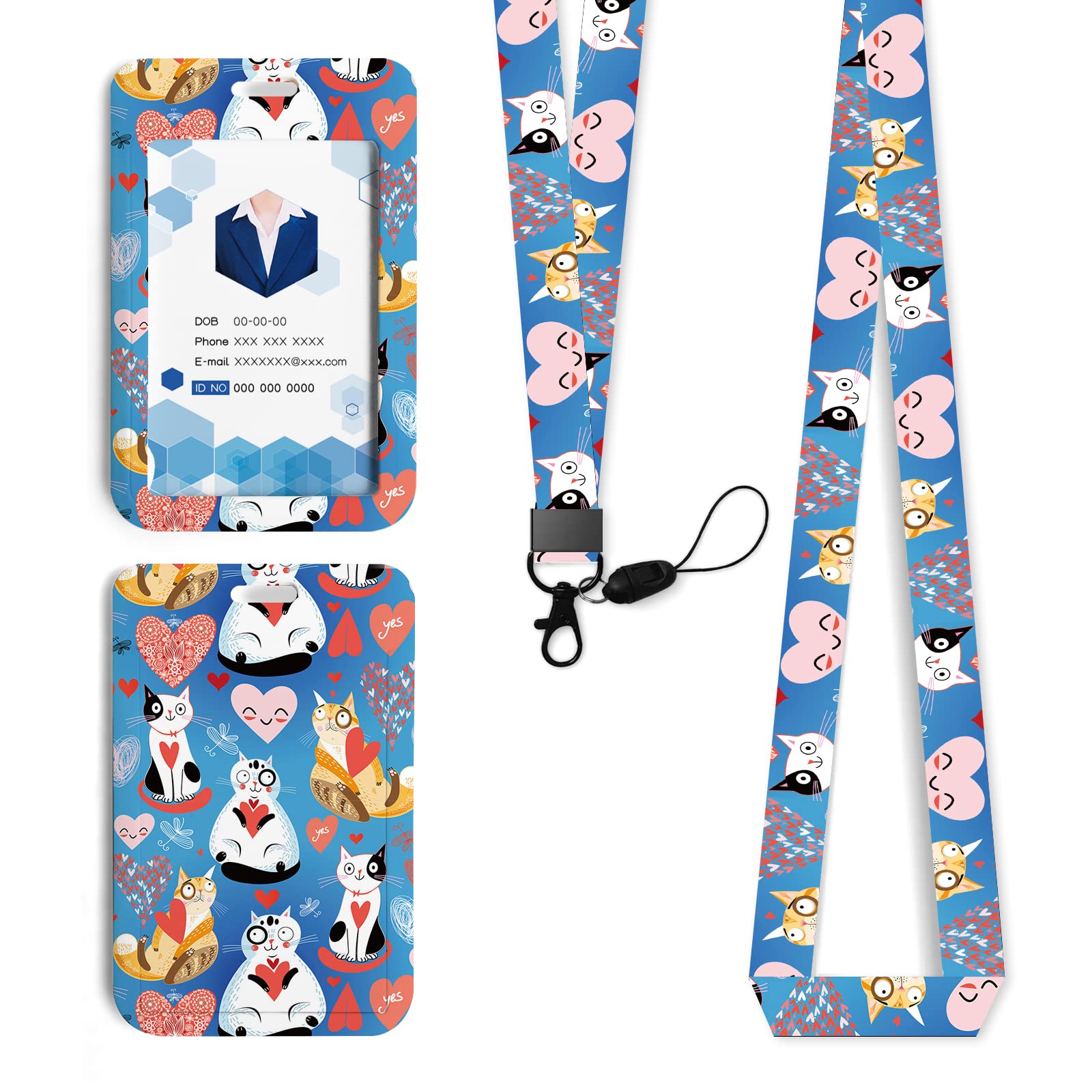 Amazon.com : Id Badge Holder with Lanyard，Cute Cat Lanyards for ...