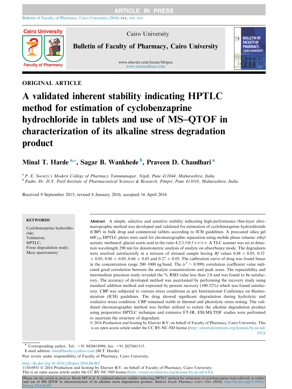 A validated inherent stability indicating HPTLC method for ...