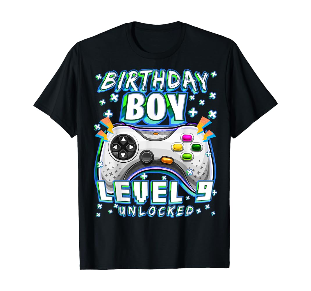 Amazon.com: Level 9 Unlocked Video Game 9th Birthday Gamer Boys T ...