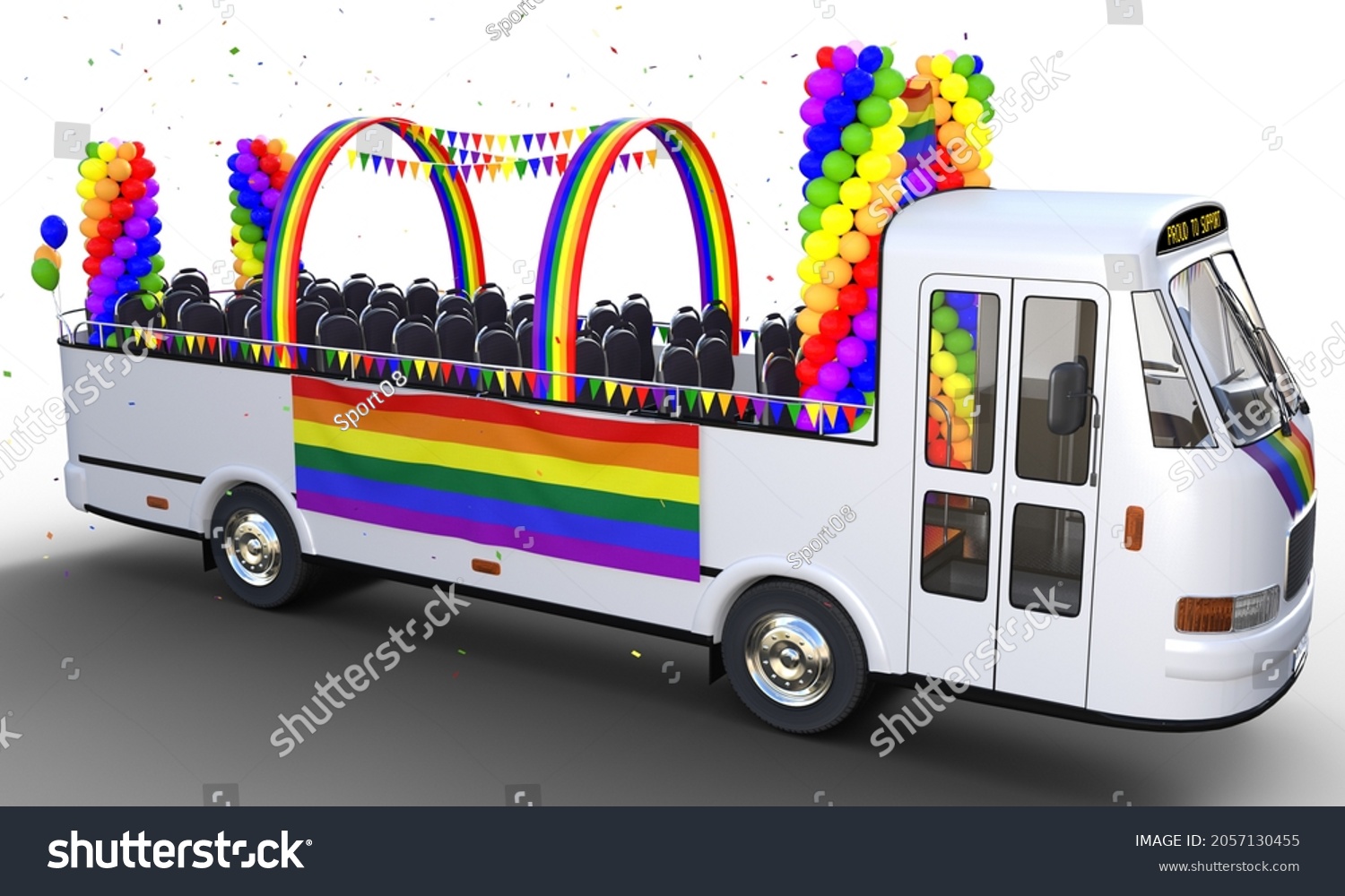 3d Rendering Party Gay Pride Bus Stock Illustration 2057130455 ...