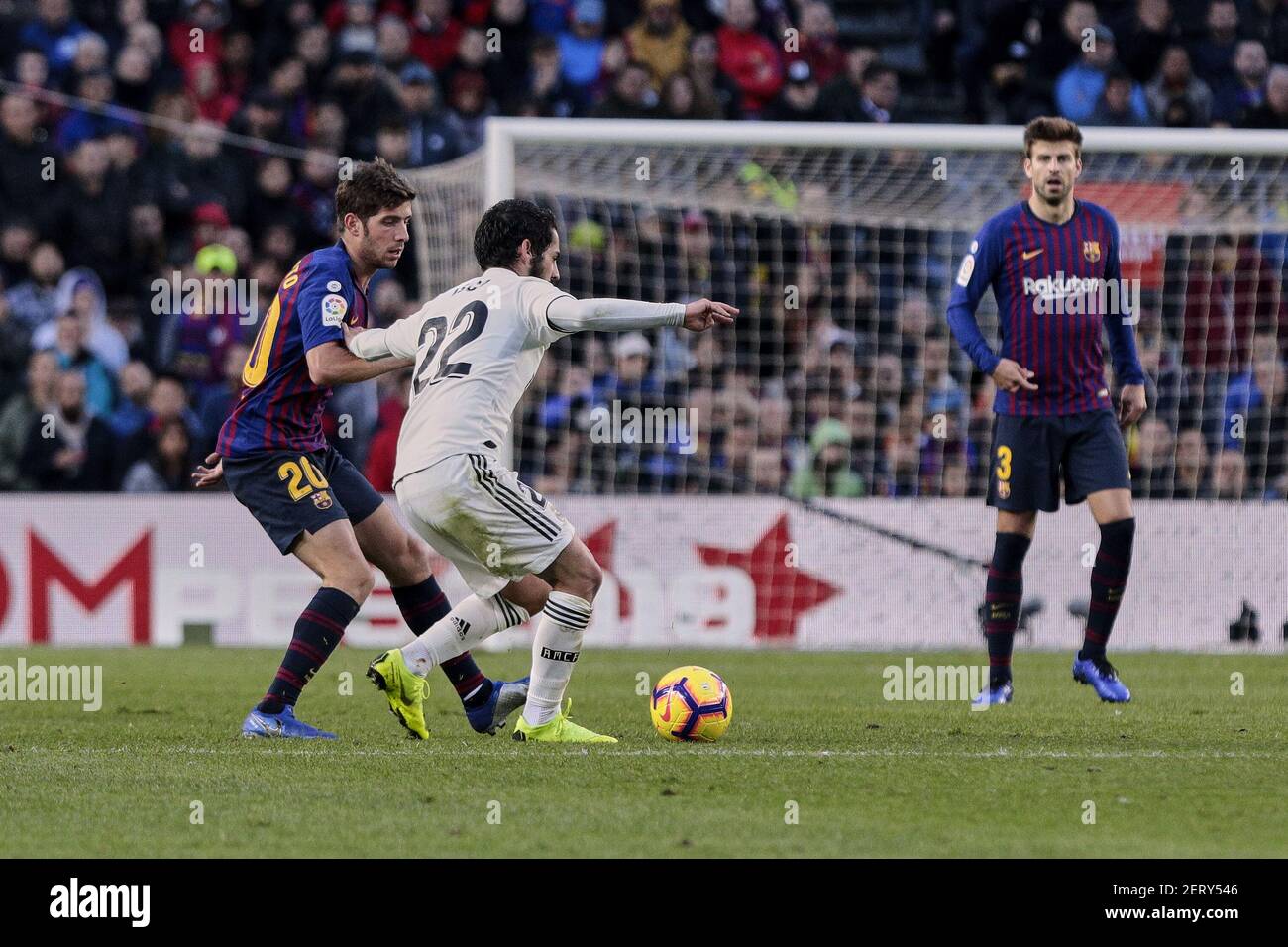 FC Barcelona's XXX and Real Madrid's XXX during La Liga match ...