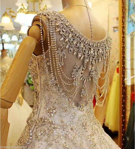 YZ Luxury Crystal Bright Diamond Sexy Fancy Wedding Dress XXVX