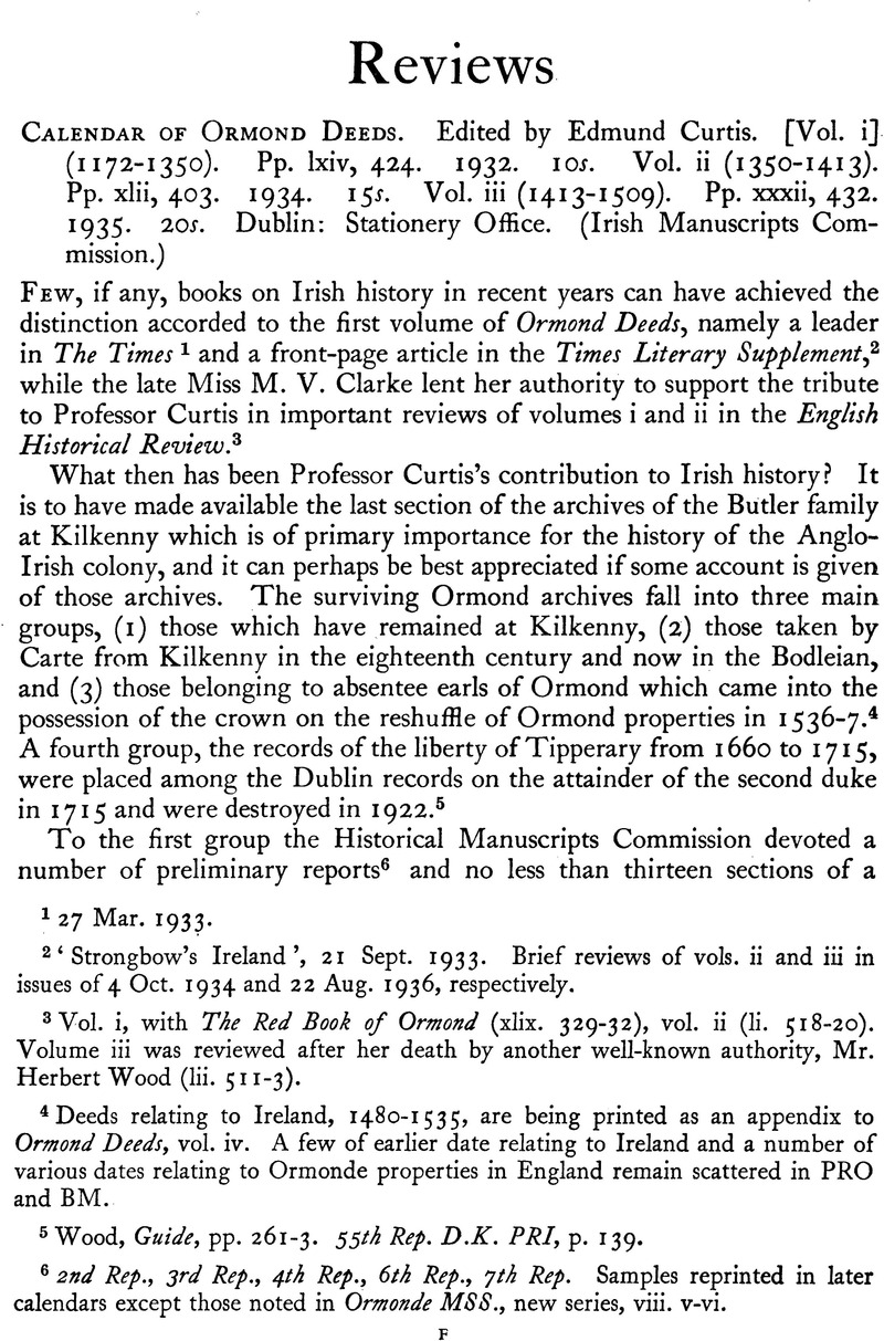 Calendar of Ormond Deeds. Edited by Edmund Curtis. [Vol. i] (1172 ...