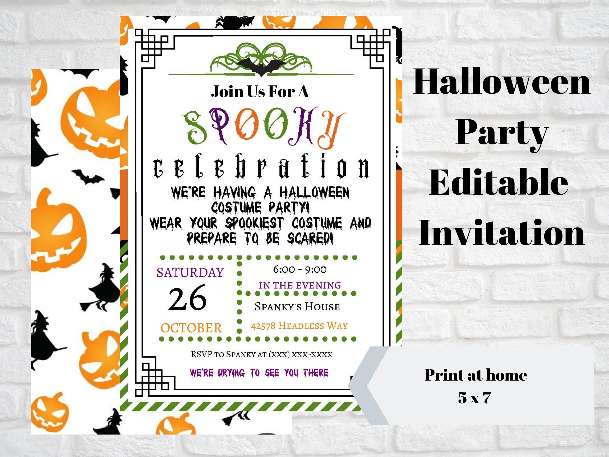 Spooky Halloween Invite Halloween Party Invitation Printable - Etsy