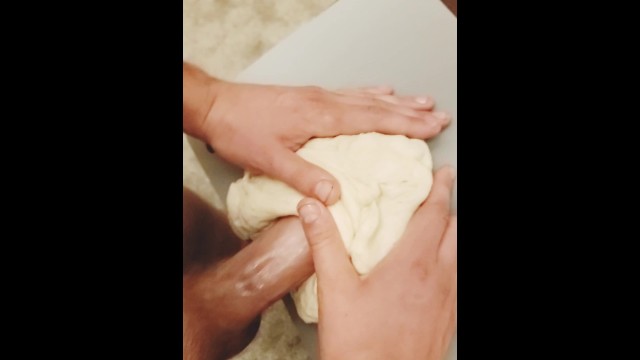 Straight Guy with Big Cock Fucks Pizza Dough until he Cums ...