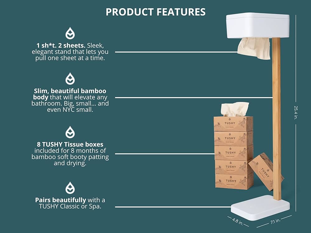 Amazon.com: TUSHY Bamboo Stand Toilet Tissue Dispenser | Comes ...