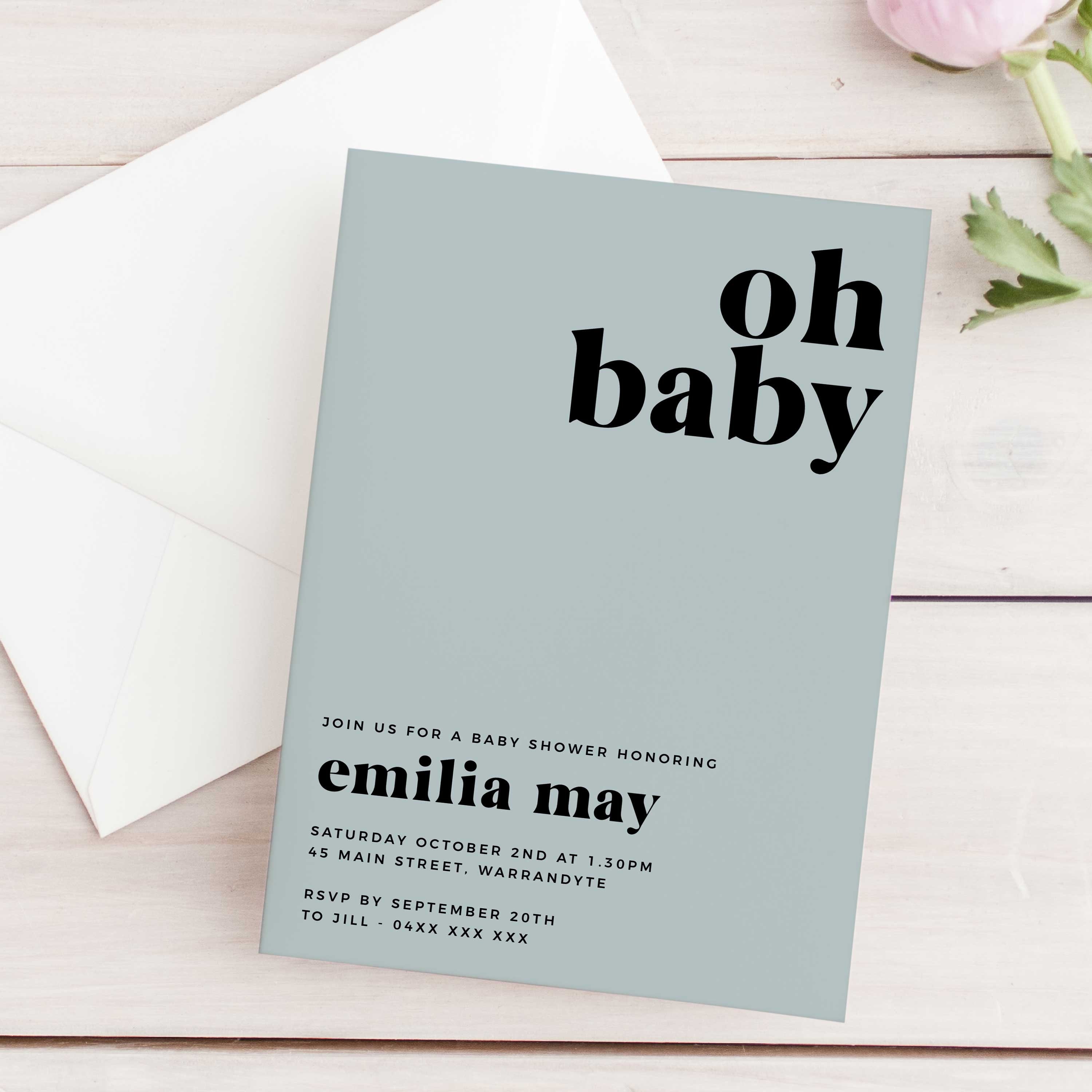 Blue Baby Shower Invitation INSTANT DOWNLOAD Template - Etsy