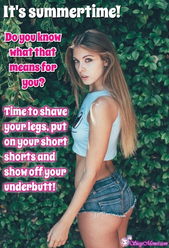 fit girl in short summer shorts | Sissy Caption