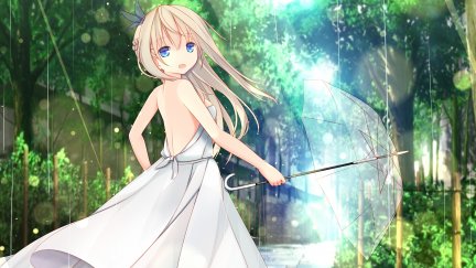 long hair, women with umbrella, blue eyes, anime, anime girls ...