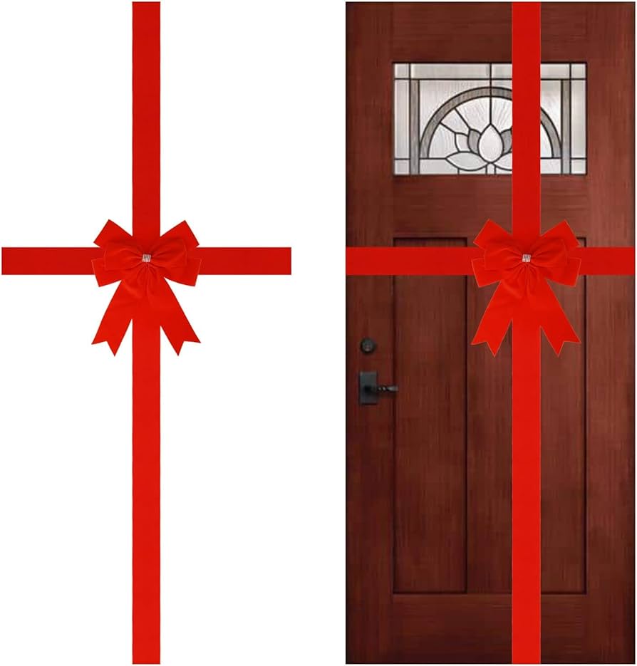 Amazon.com: Meseey 1 Pcs Large Christmas Velvet Red Cabinet Door ...