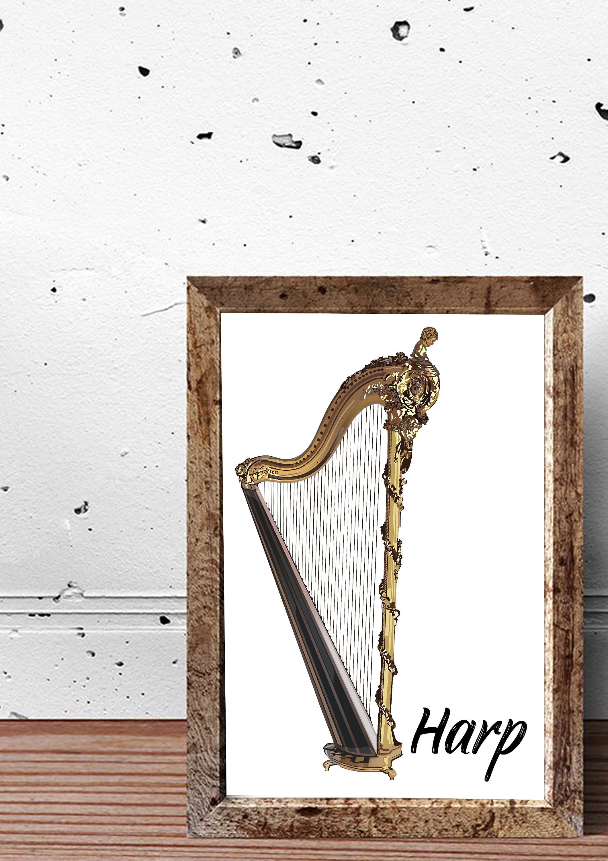 Harp Instrument Art Print Music Instruments Images Music - Etsy