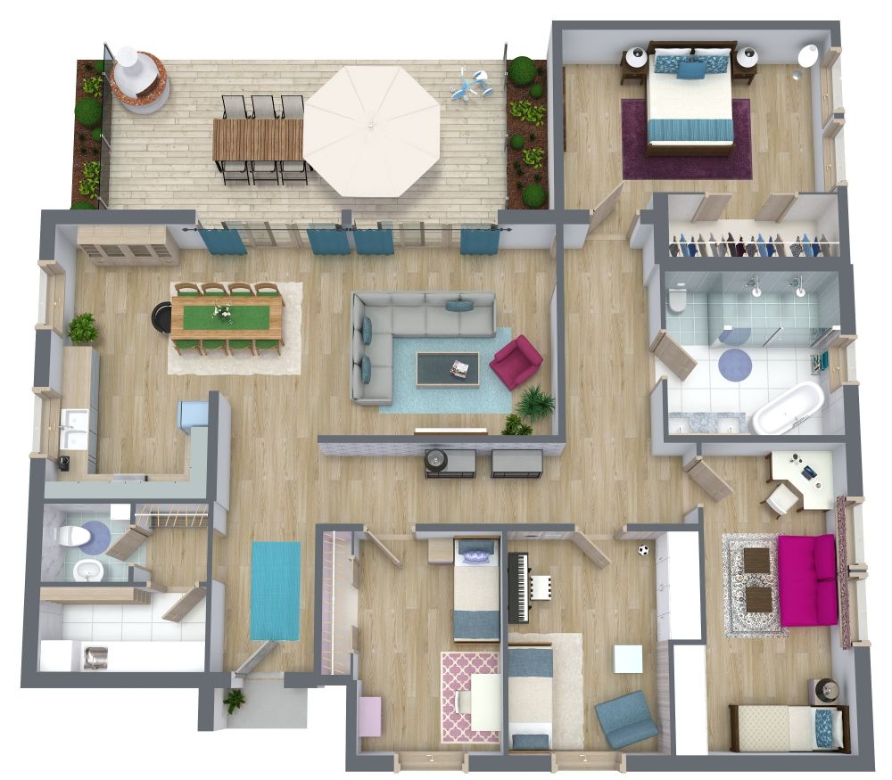 4 Bedroom Apartment Plan Examples