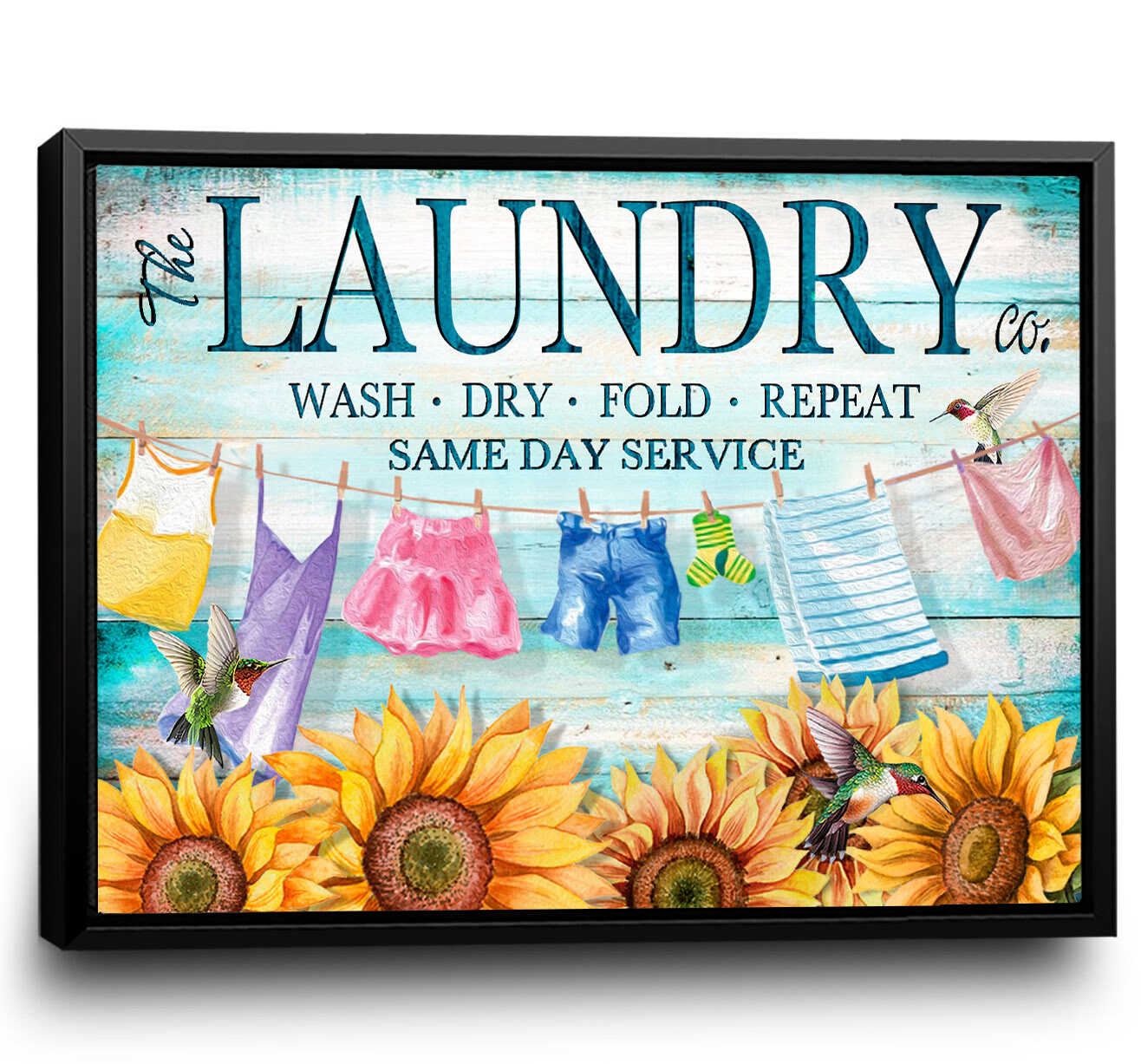 Laundry Wall Art Laundry Room Canvas Art Wash Dry Fold Repeat Sign ...