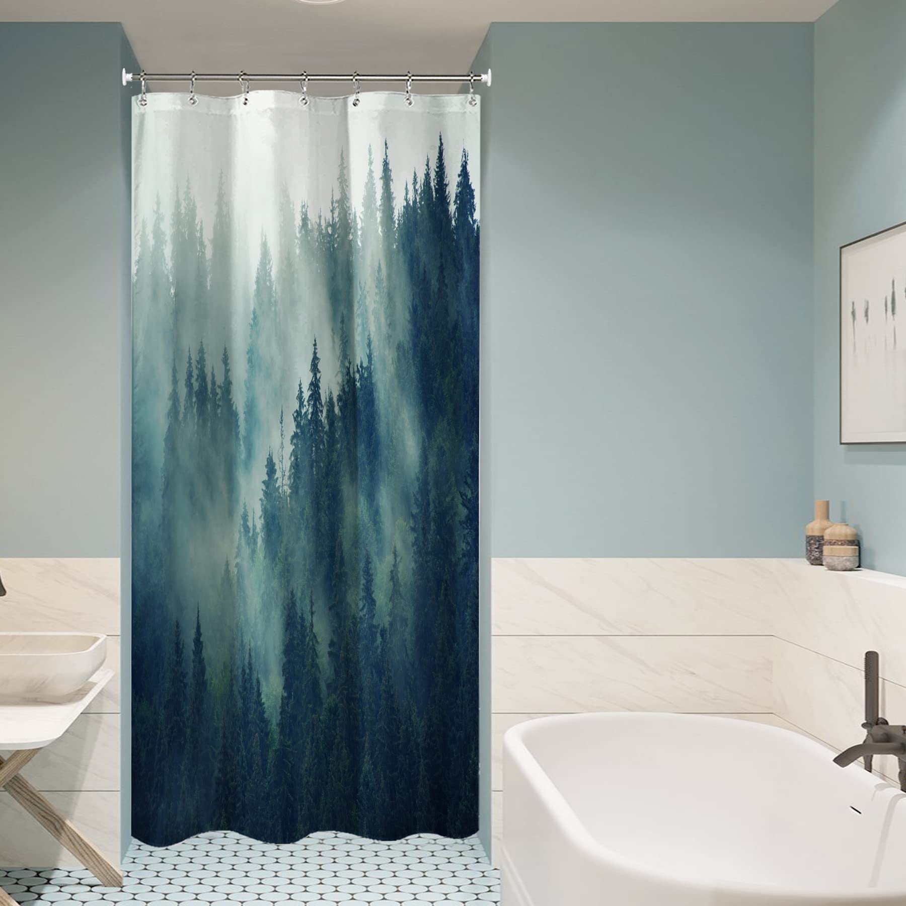 Amazon.com: LIGHTINHOME Forest Walkin Small Stall Shower Curtain ...