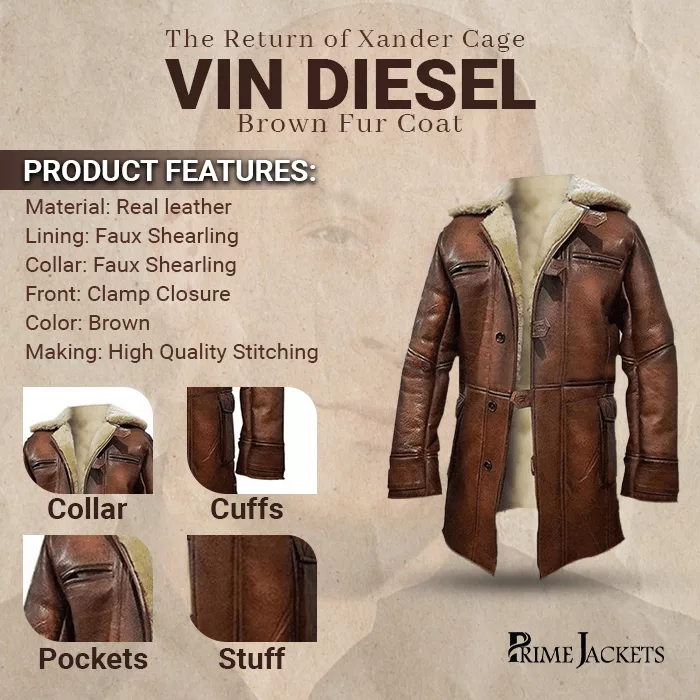 Xxx3 Fur Coat | Vin Diesel The Return of Xander Cage Coat