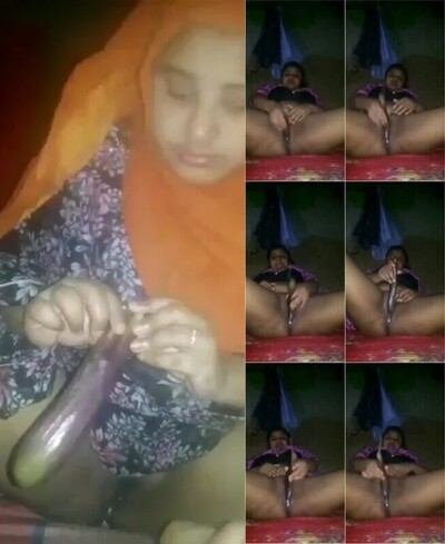 Muslim hijabi girl marwadi xxx masturbating with brinjal mms