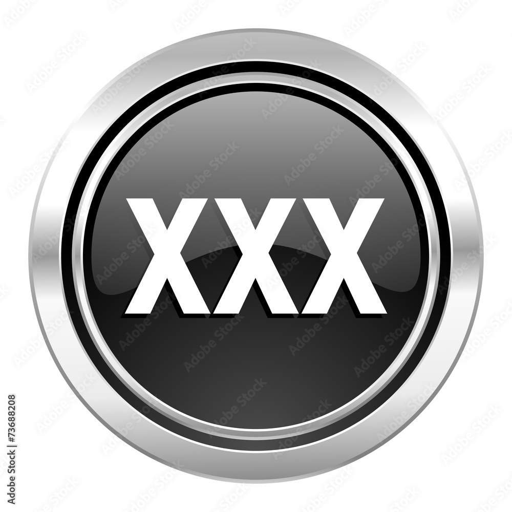 xxx icon, black chrome button, porn sign Stock Illustration ...