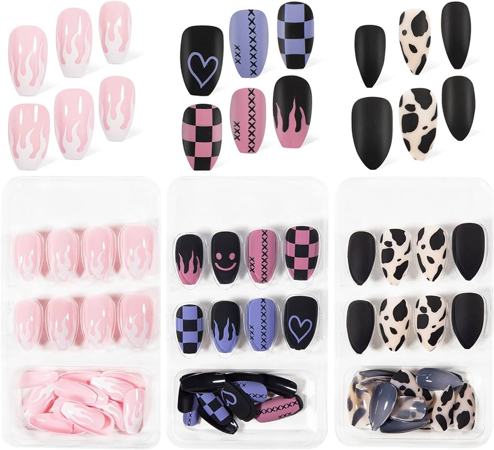 Amazon.com: 72 Pieces Coffin False Nails- Full Cover Coffin Press ...