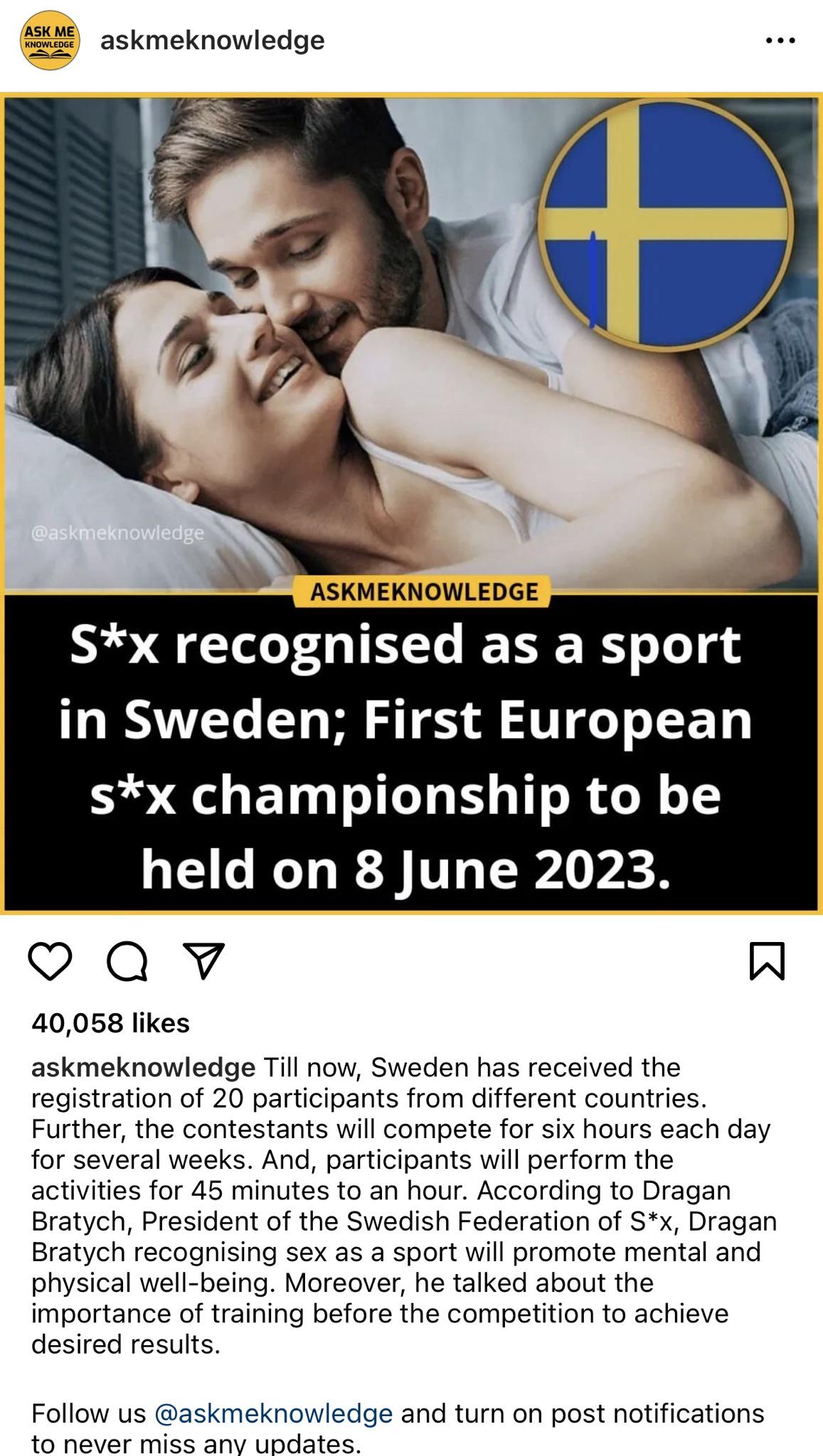 Sex Competition in Sweden(Official Sport) - SLR Forum: VR porn ...