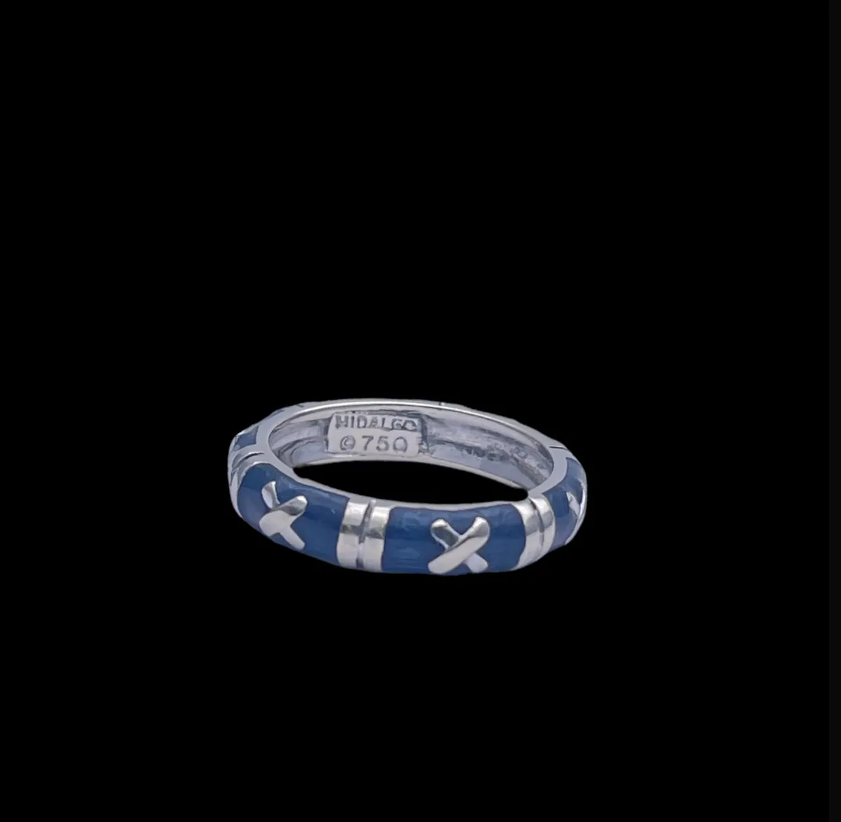 Hidalgo 18K White Gold Blue Enamel XXX Design Stackable Ring SZ 5 ...