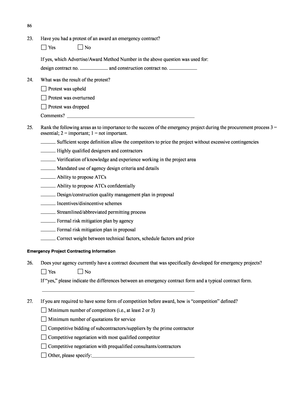 APPENDIX A Survey and Survey Output | Expedited Procurement ...