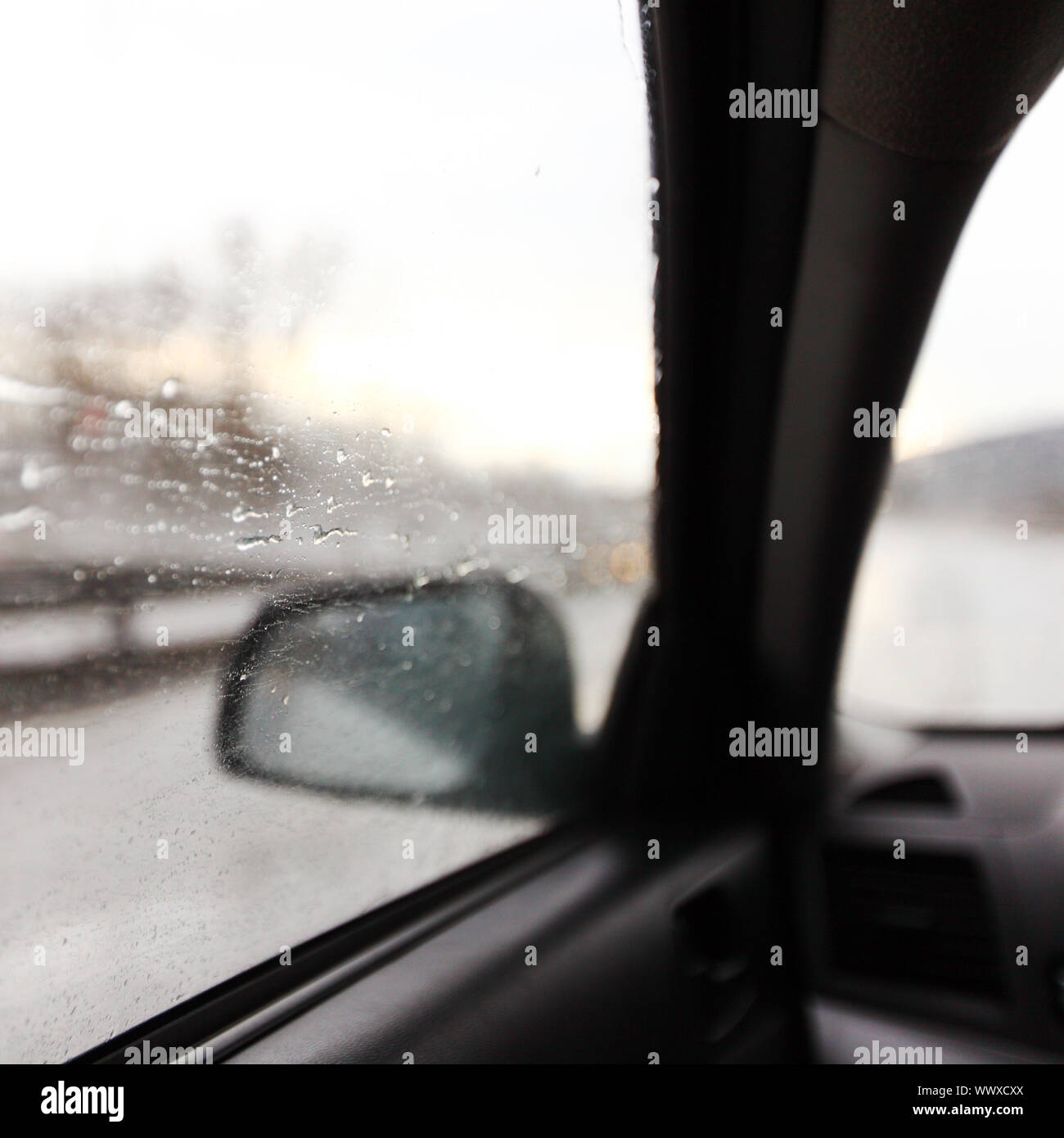 drive on rain window in drops Stock Photo - Alamy