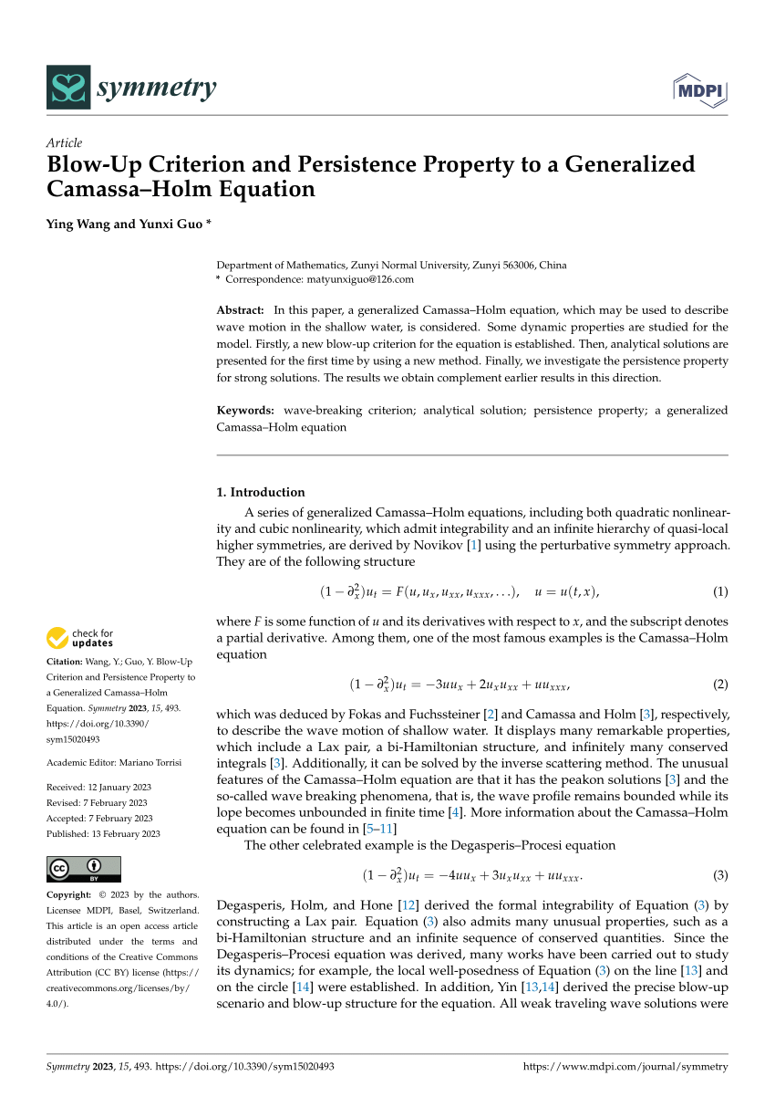 PDF) Blow-Up Criterion and Persistence Property to a Generalized ...