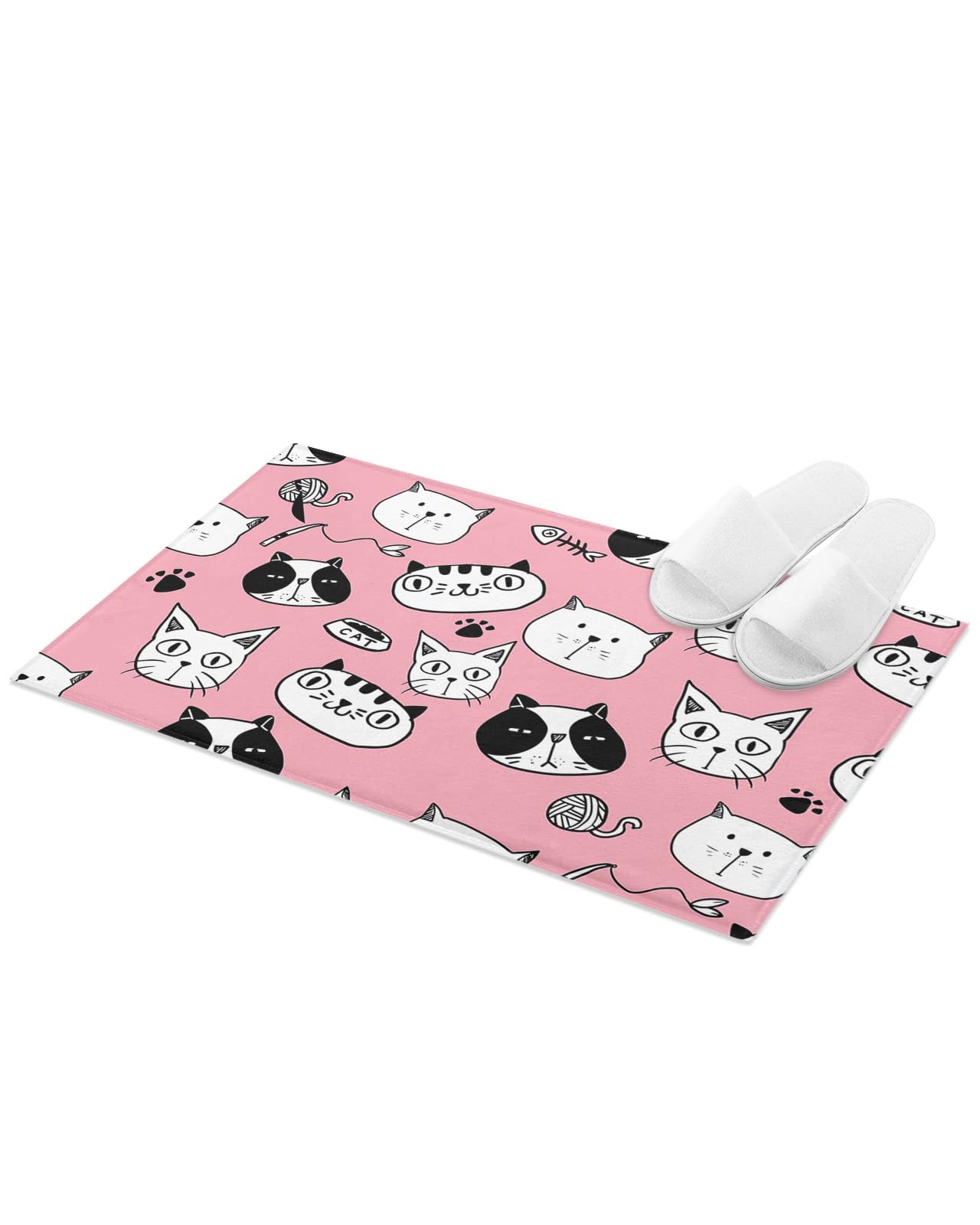 Amazon.com: Front Entrance Door Mat, Cartoon Hand Drawn Cat Pink ...