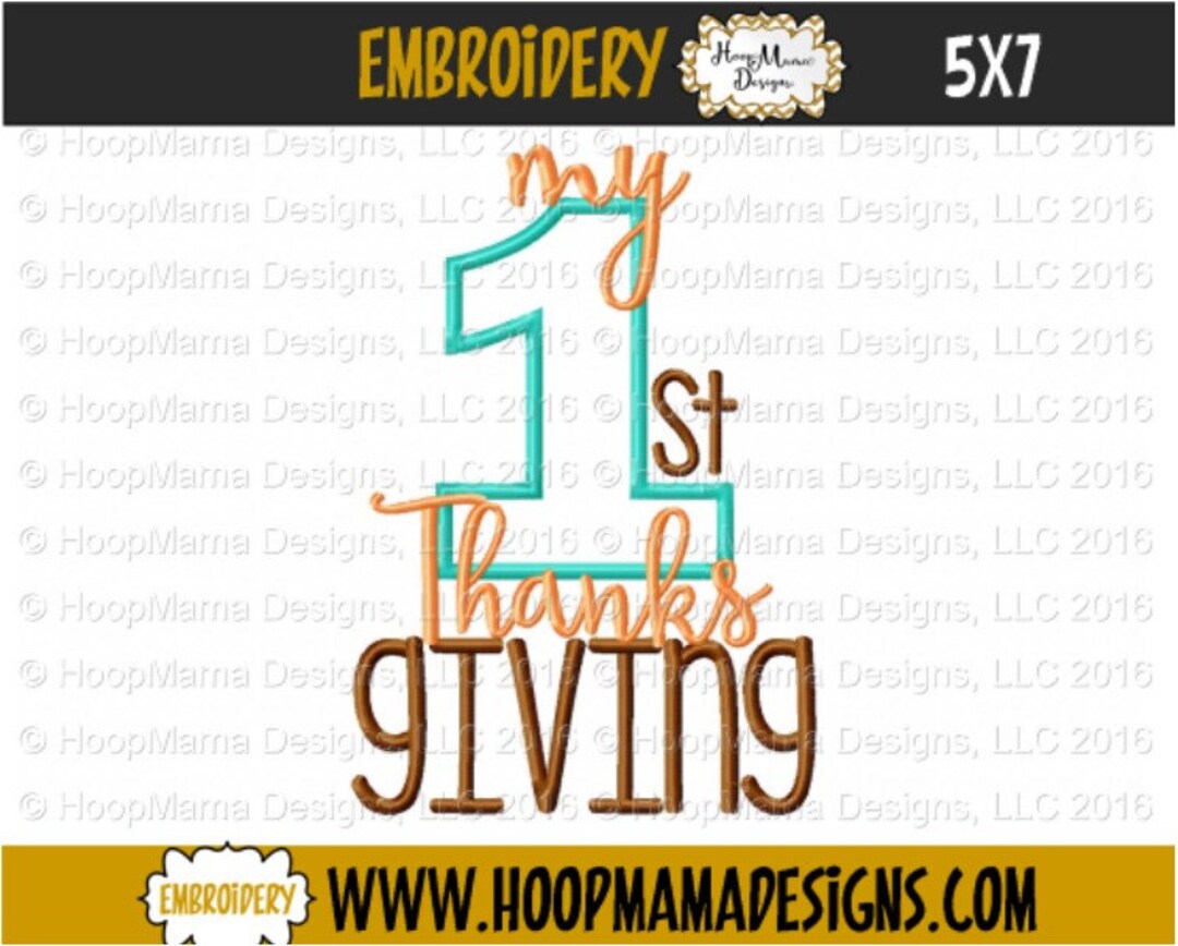 Machine Applique Embroidery Design My First Thanksgiving 4x4 ...