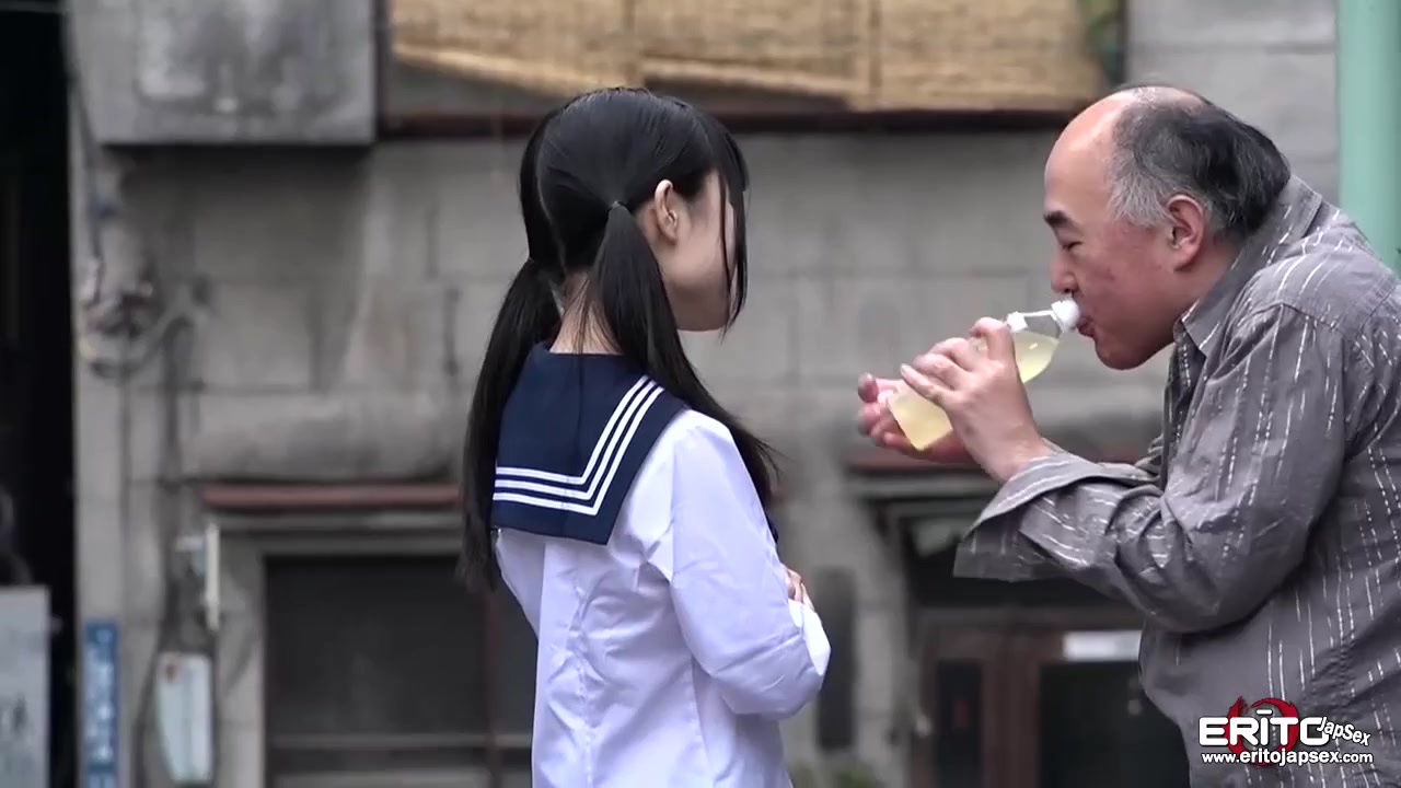 Cute Japanese schoolgirl gives blowjob to a lucky old man - ZB Porn