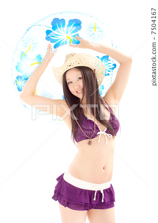 A cute girl who poses a little sexy pose with a... - Stock Photo ...