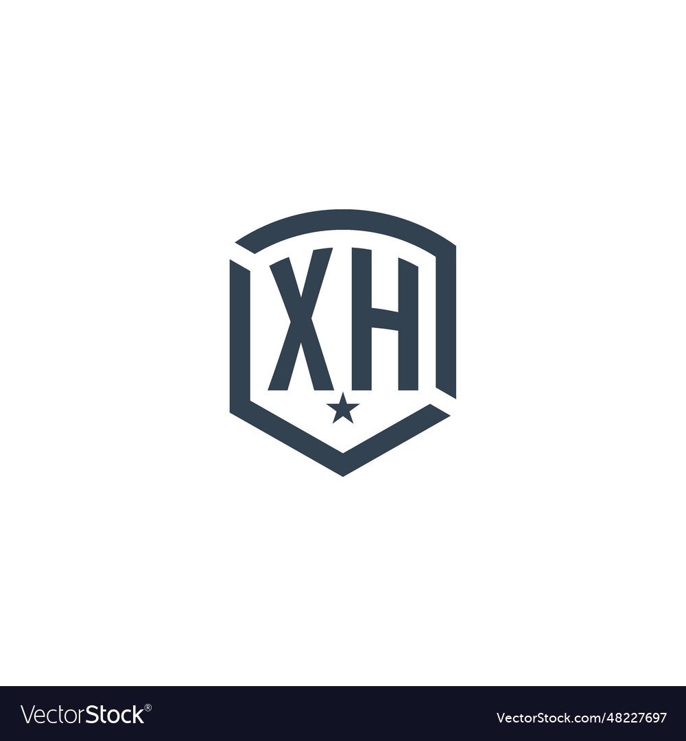 Monogram xh star shield logo design inspiration Vector Image