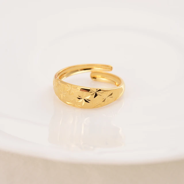 Ethiopia Dubai Ring 24 K Fine solid Gold GF Arab adjusable Rings ...