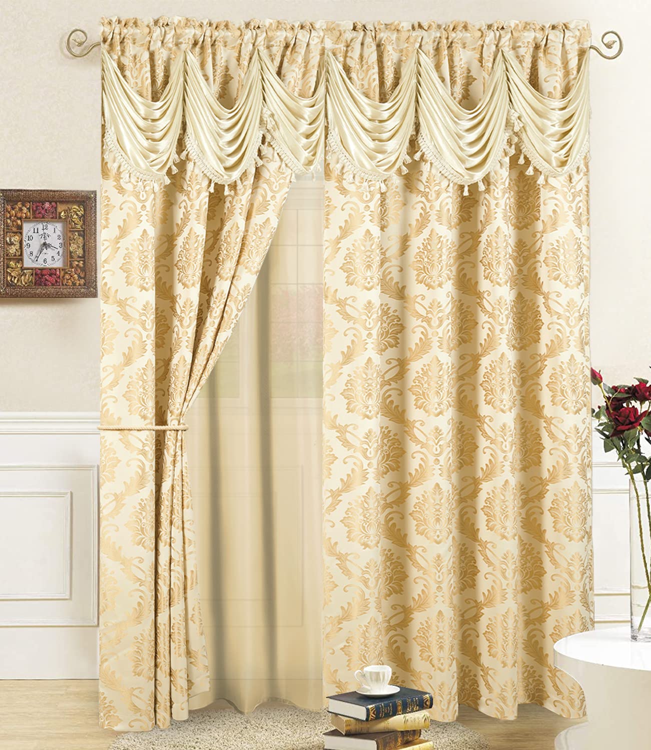 Amazon.com: Luxurious Jacquard Window Curtains 2 panel set with ...