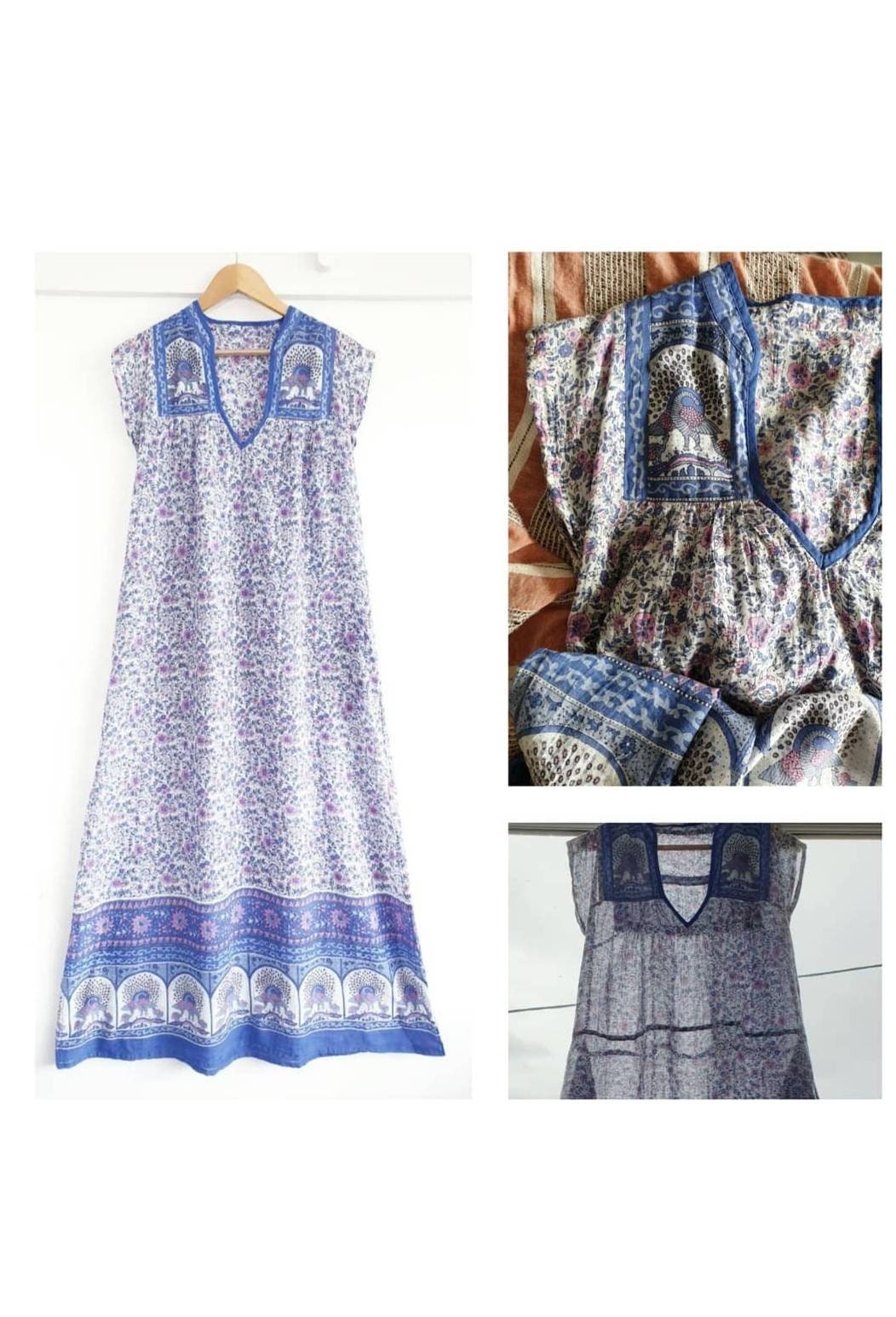 Sold Xx Xxx Reserved Xx Xxx Indian Cotton Gauze Kaftan Dress - Etsy