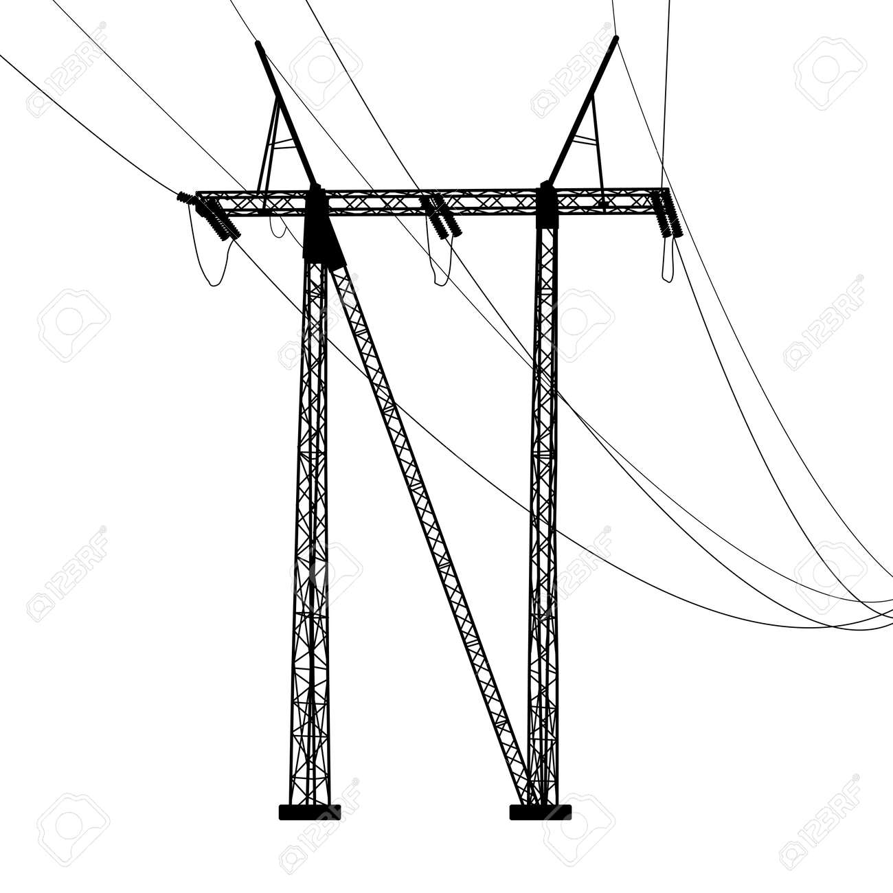 Silhouette Of High Voltage Power Lines Royalty Free SVG, Cliparts ...