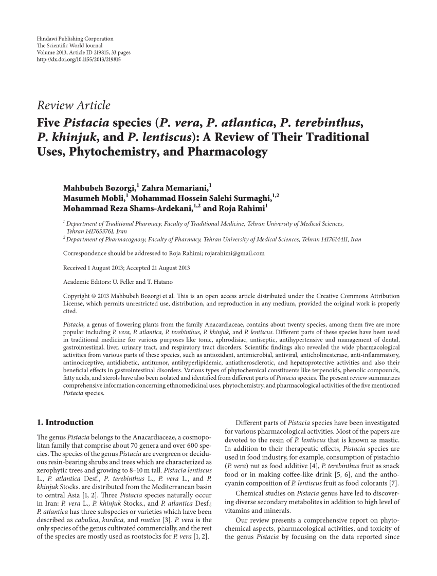 PDF) Five Pistacia species (P. vera, P. atlantica, P. terebinthus ...