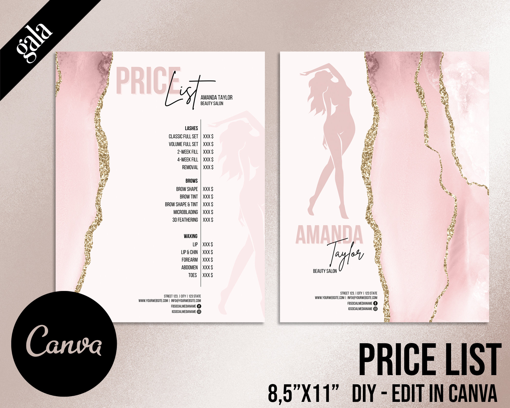 Body Sculpting Price List Price List Template Editable DIY - Etsy ...