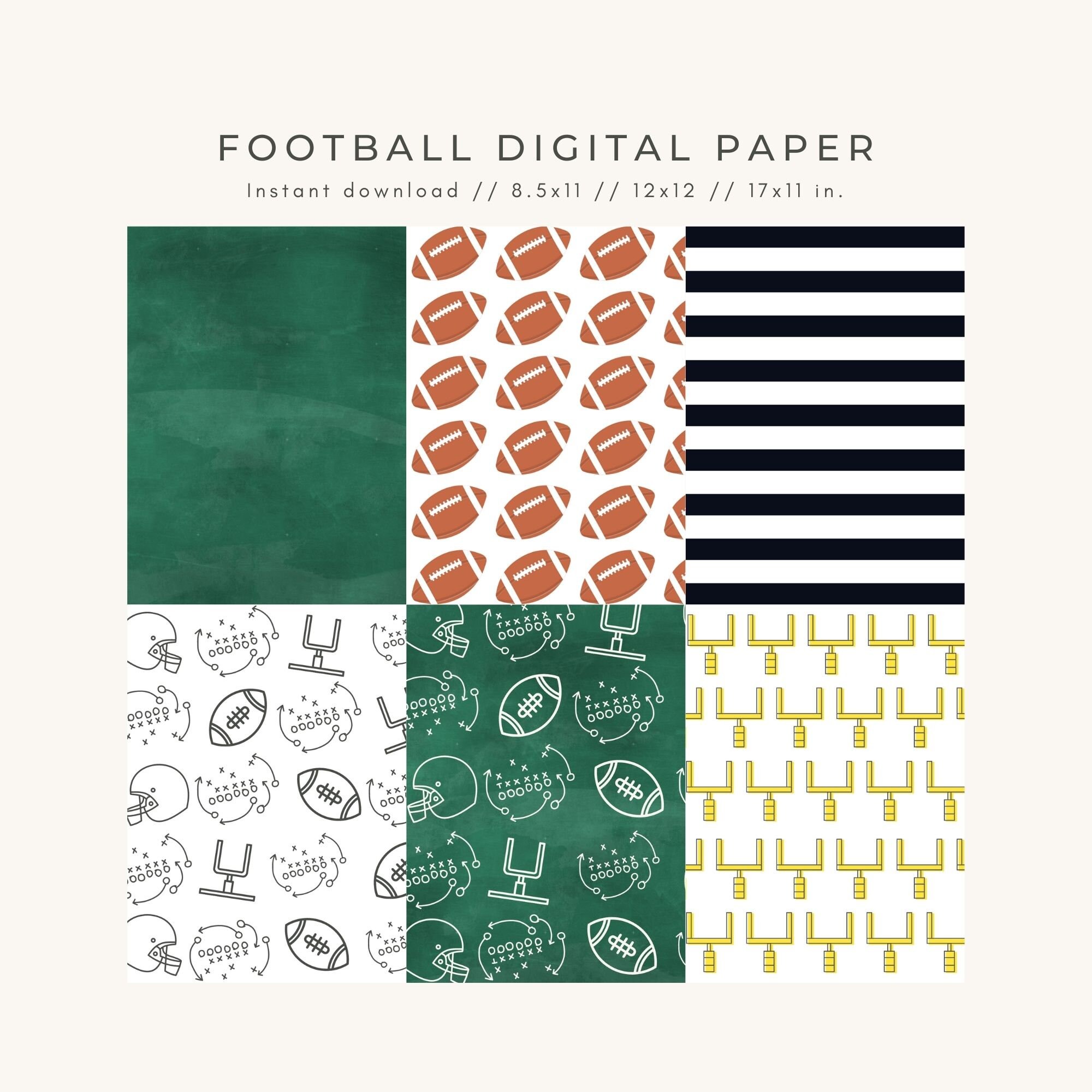 Football Digital Paper Football Party Printable Football - Etsy