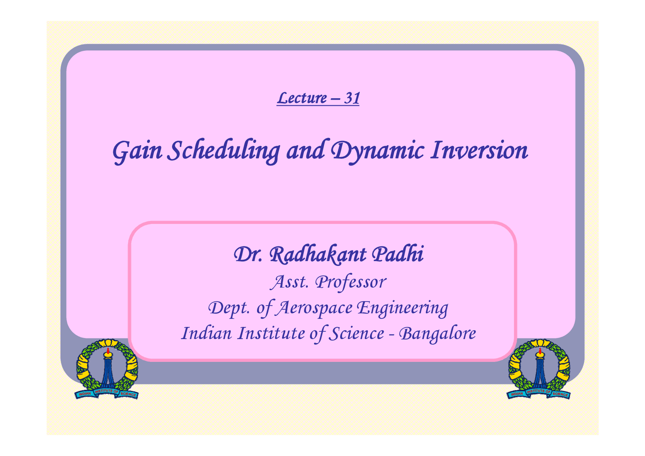 Gain Scheduling - Advanced Control System Design for Aerospace ...