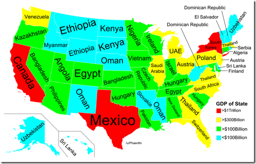 If States were Countries - Chart Porn