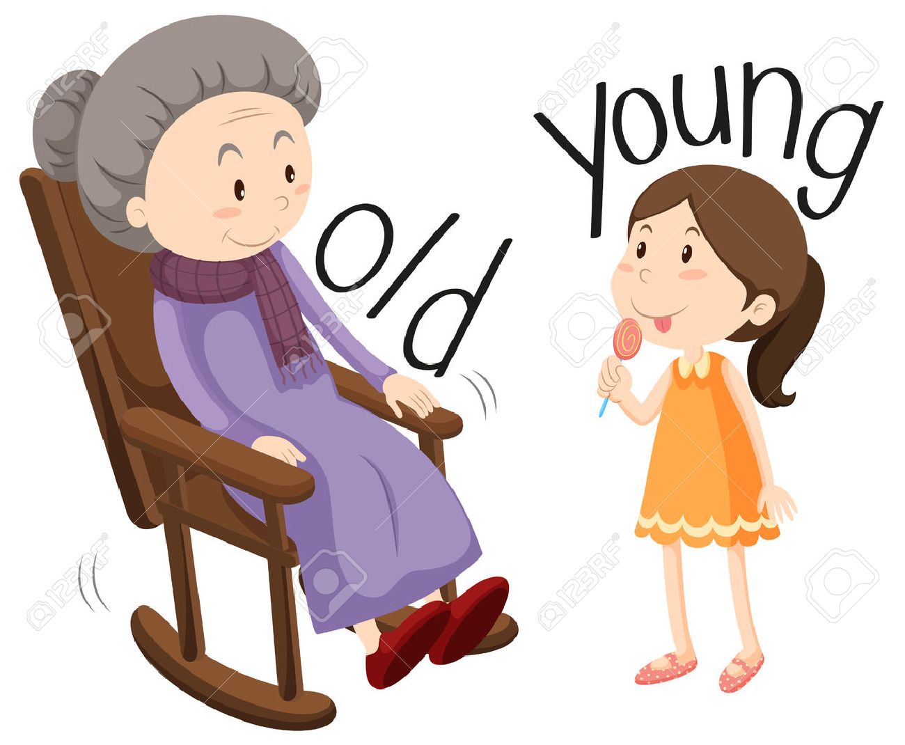 Old Woman And Young Girl Illustration Royalty Free SVG, Cliparts ...