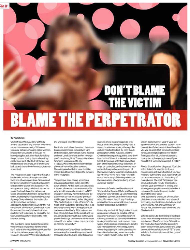 Don't Blame the Victim, Blame the Perpetrator (November 1, 2015 ...