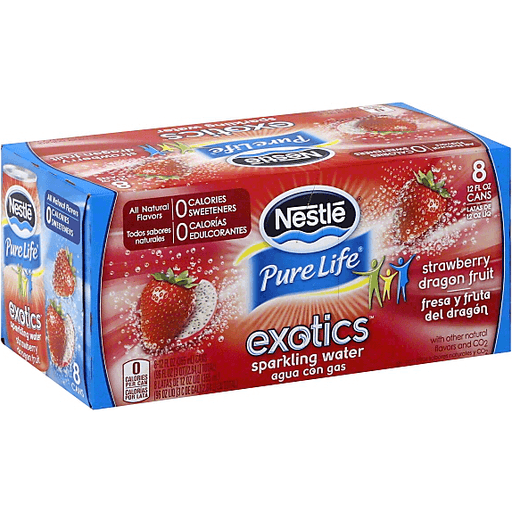 Nestle Pure Life Exotics Sparkling Water, Strawberry Dragon Fruit ...