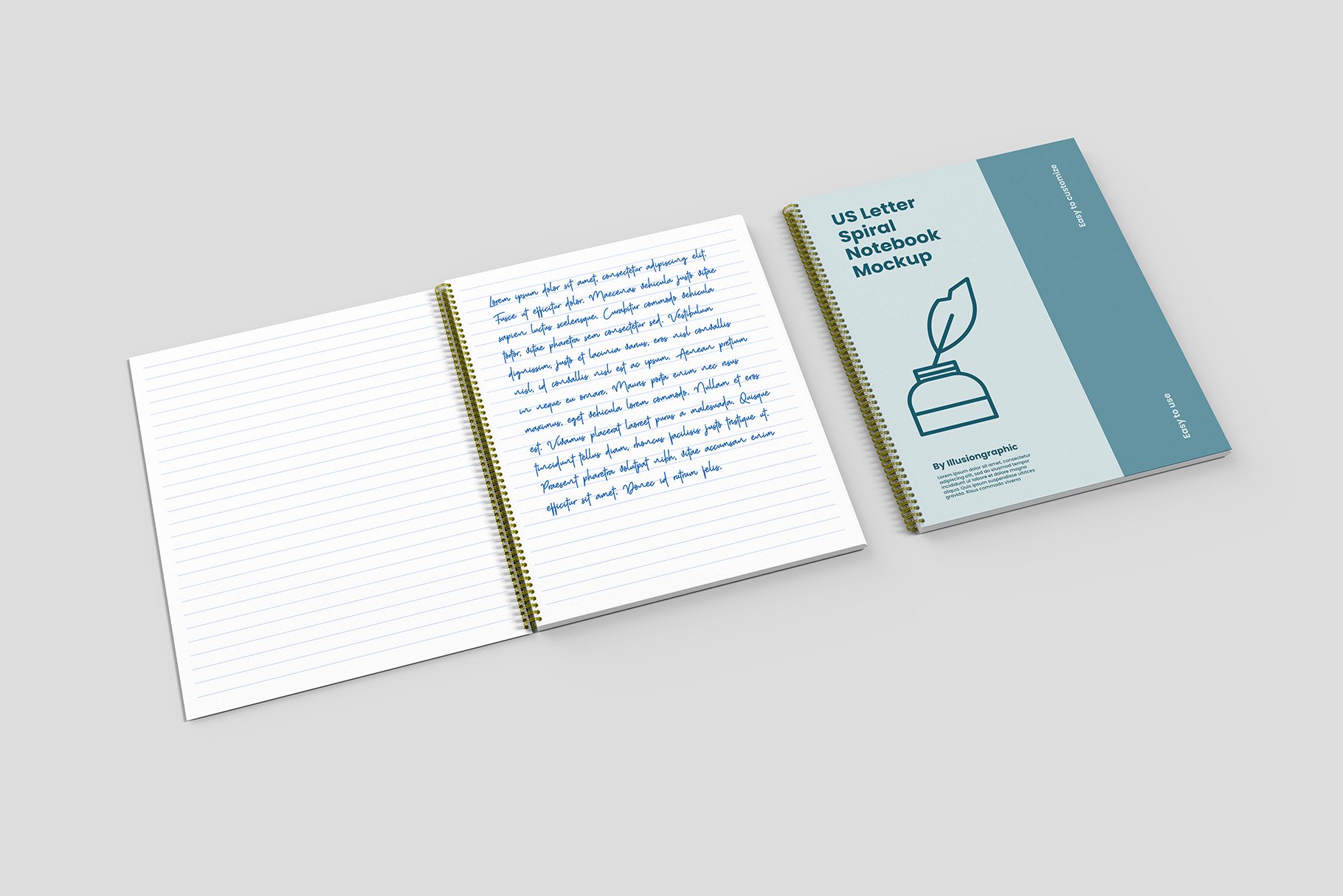 US Letter Spiral Notebook Mockup - 15 Views - Design Cuts