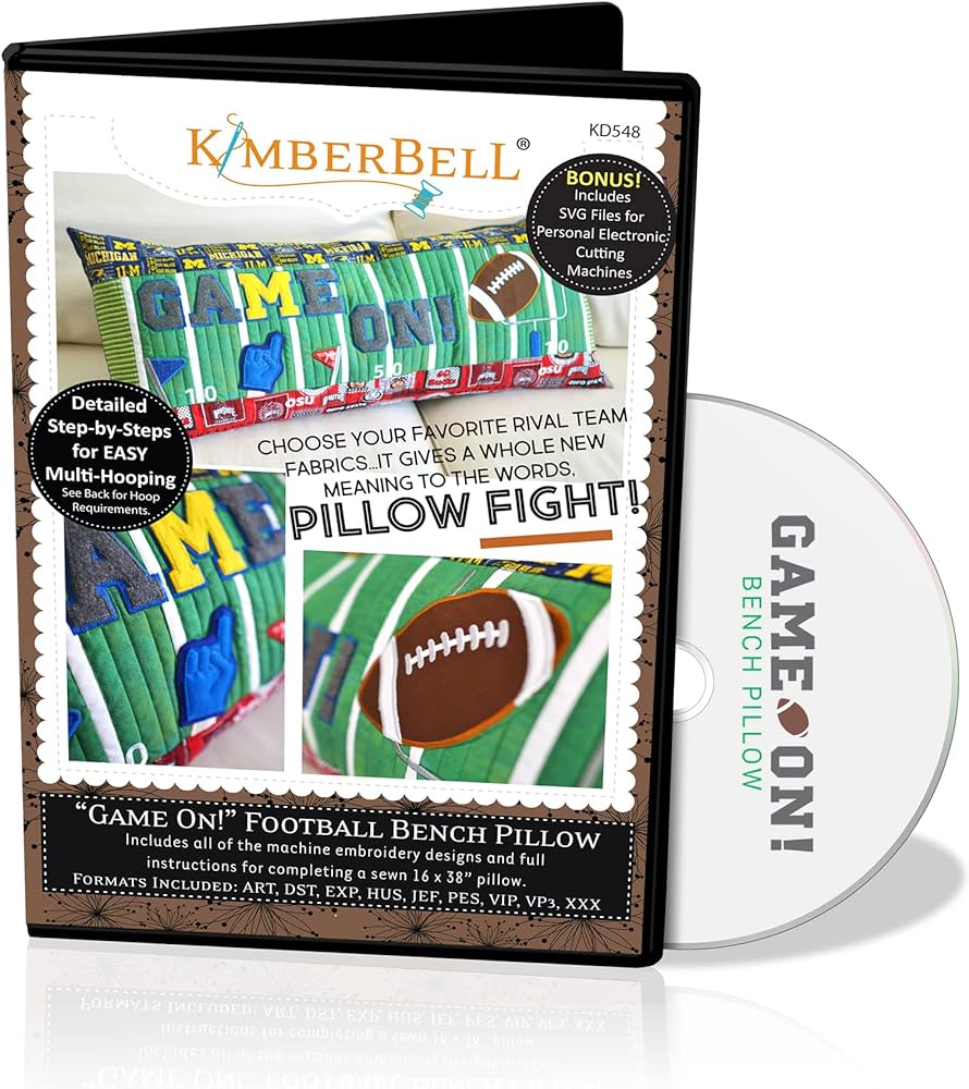 Amazon.com: Kimberbell Bench Pillows Machine Embroidery (Game On)