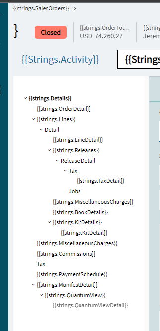 Order Entry screen showing {{strings.XXXX}} in stead of field ...