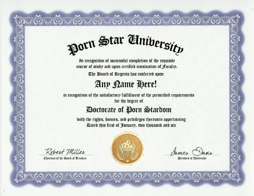 Amazon.com: Porn Star Grado: personalizado Gag Diploma Certificado ...