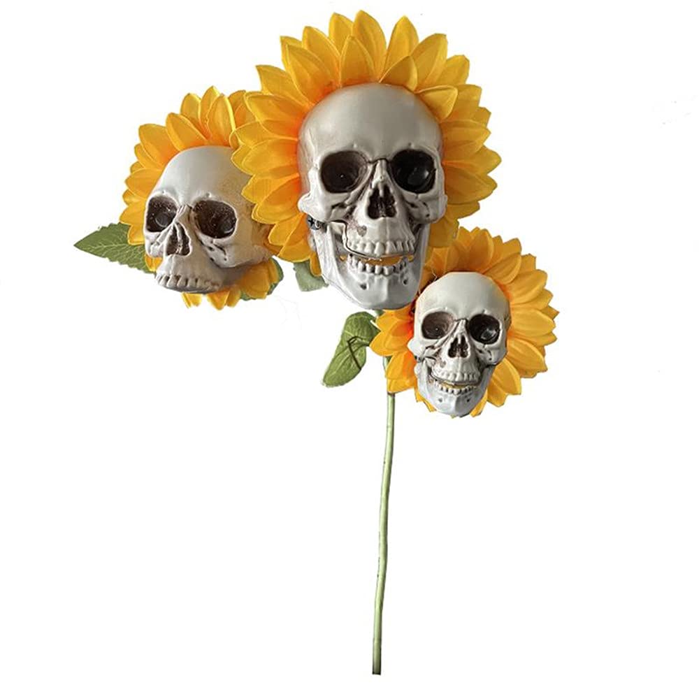 WWZZXX Sunflower skull garden decoration, Halloween party ...