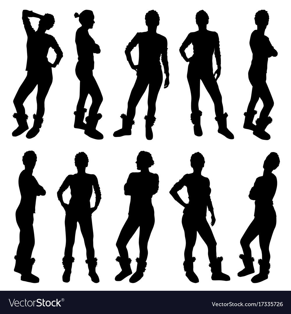 Girl figure silhouette in various poses black Vector Image